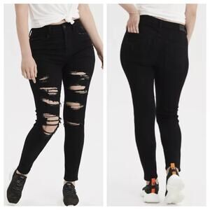 American Eagle Women's Next Level Curvy High Waisted Jegging Black Size 14